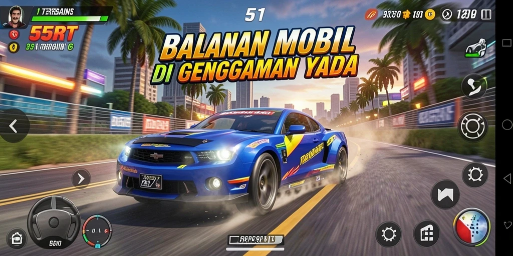 Gambaran gameplay seru dari balapan mobil di 55RT.