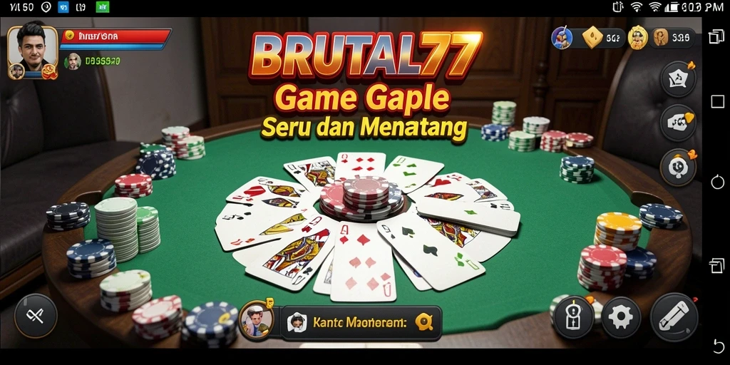 Screenshot utama BRUTAL77 menampilkan gameplay Gaple yang seru.