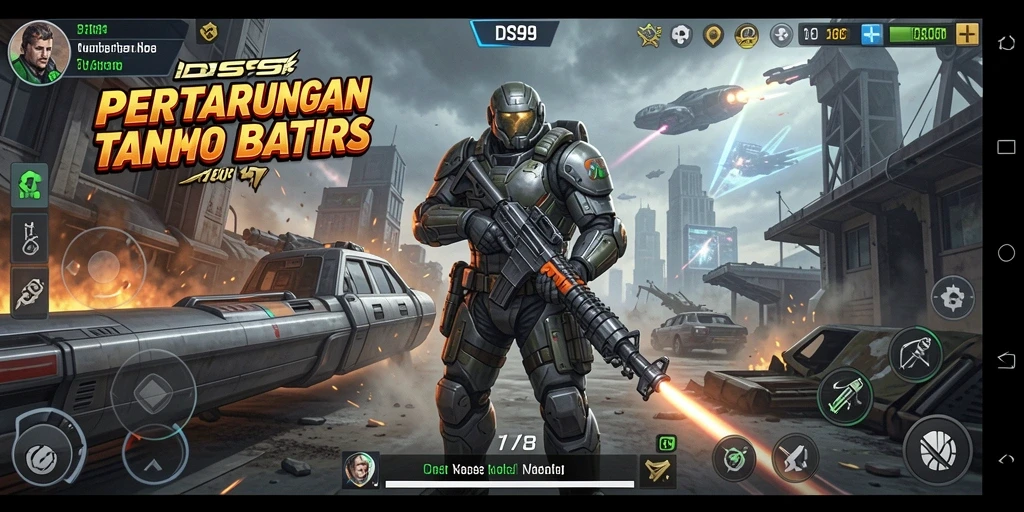 Tampilan gameplay DS99 yang menakjubkan dengan pertarungan seru.