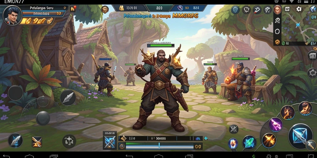 Screenshot utama EMON77 menampilkan petualangan seru dalam gameplay penuh aksi MMORPG.