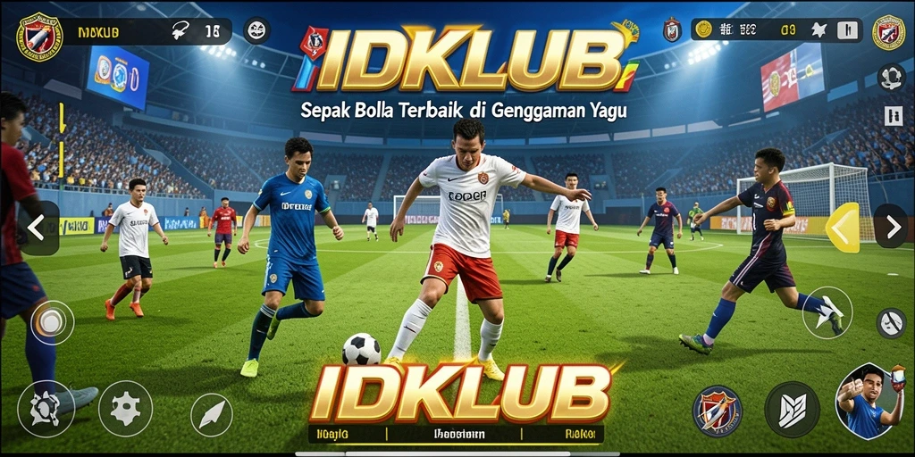 Tampilan gameplay IDKLUB dengan aksi sepak bola menarik.