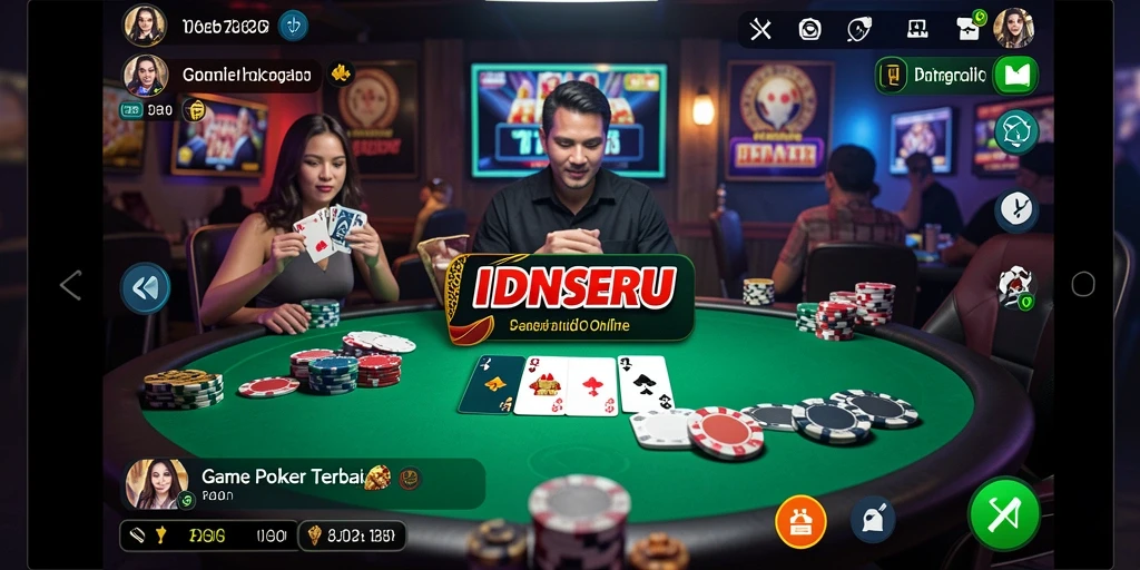 Screenshot gameplay Poker di IDNSERU yang penuh ketegangan.