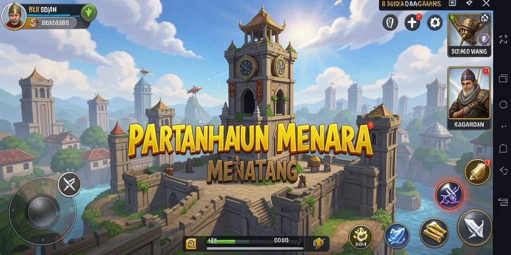 Tampilan gameplay KAGANDAN yang seru saat pertahanan menara beraksi.