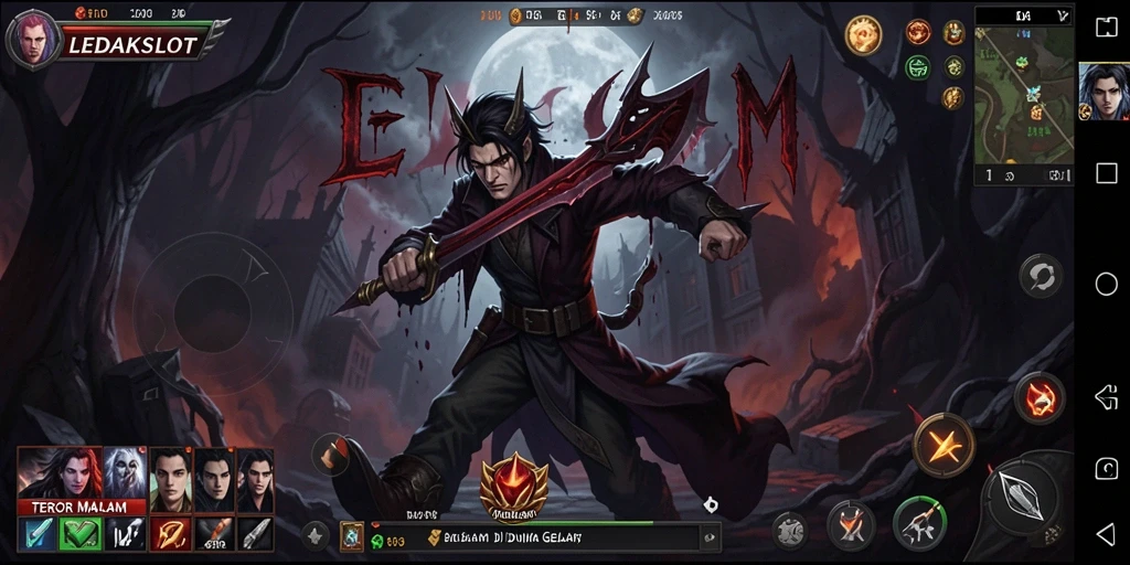 Tampilan gameplay LEDAKSLOT yang menegangkan dan penuh kegelapan.