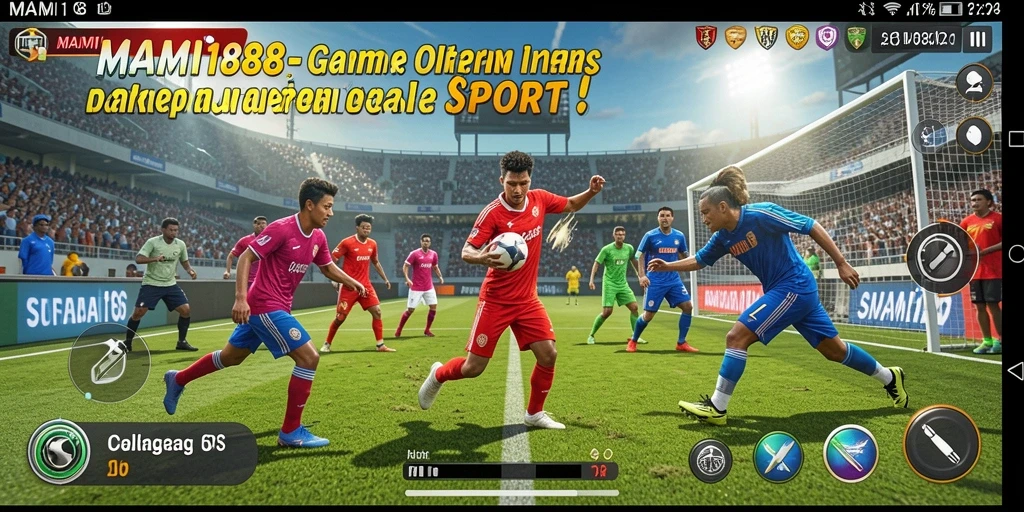 Screenshot gameplay MAMI188 yang menampilkan aksi olahraga penuh semangat.