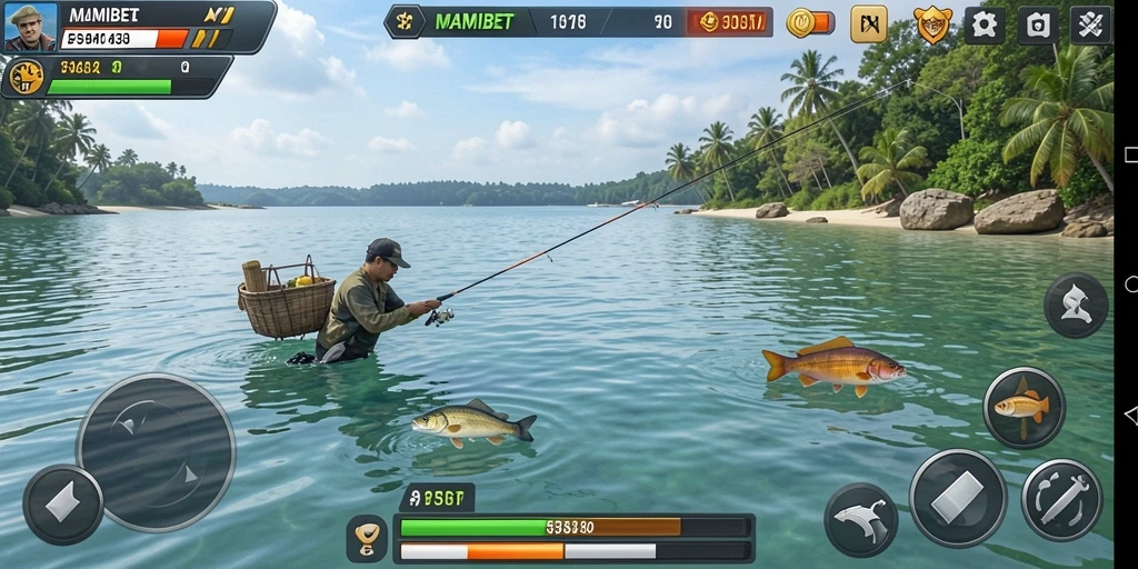 Tampilan gameplay MAMIBET yang menampilkan keseruan memancing.