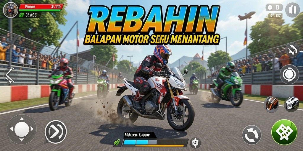 Gameplay seru dalam balap motor menegangkan di REBAHIN.