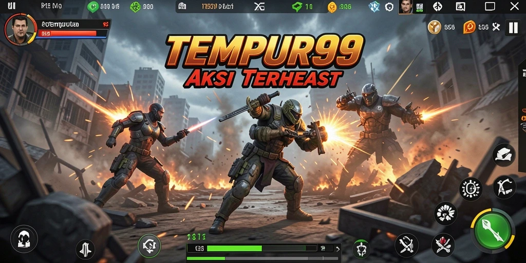 Screenshot menunjukkan aksi seru di battlefield TEMPUR99.