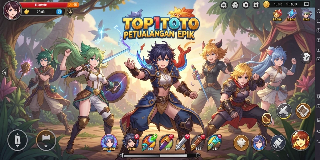 Tampilan gameplay TOP1TOTO yang penuh warna dan menarik.